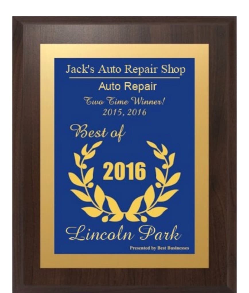 Jack's Auto Repair Shop two-time Best of Lincoln Park winner in Auto Repair for 2015 and 2016