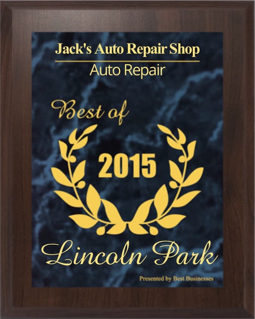2015 Best of Lincoln Park award for Jack's Auto Repair Shop in the Auto Repair category