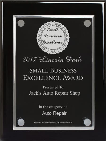 2017 Lincoln Park Small Business Excellence Award presented to Jack's Auto Repair Shop in the Auto Repair category